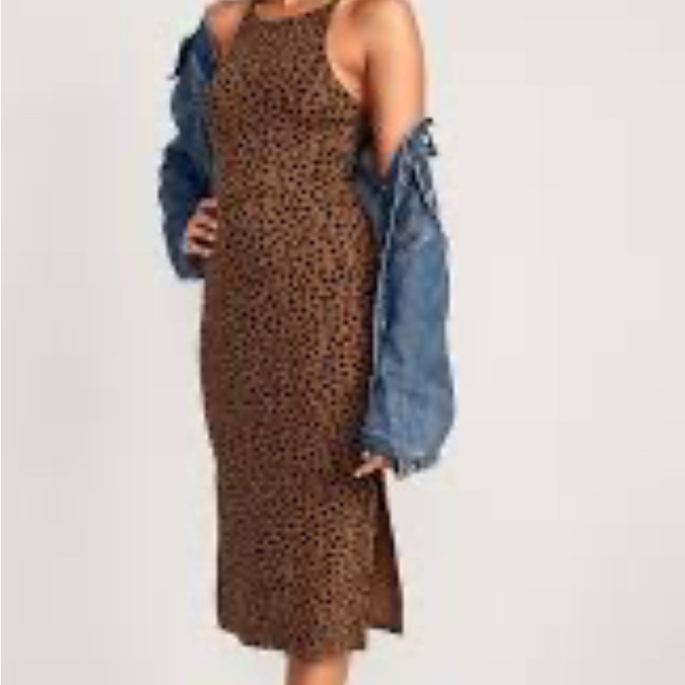 Brown and Black Animal print Stretch Dress